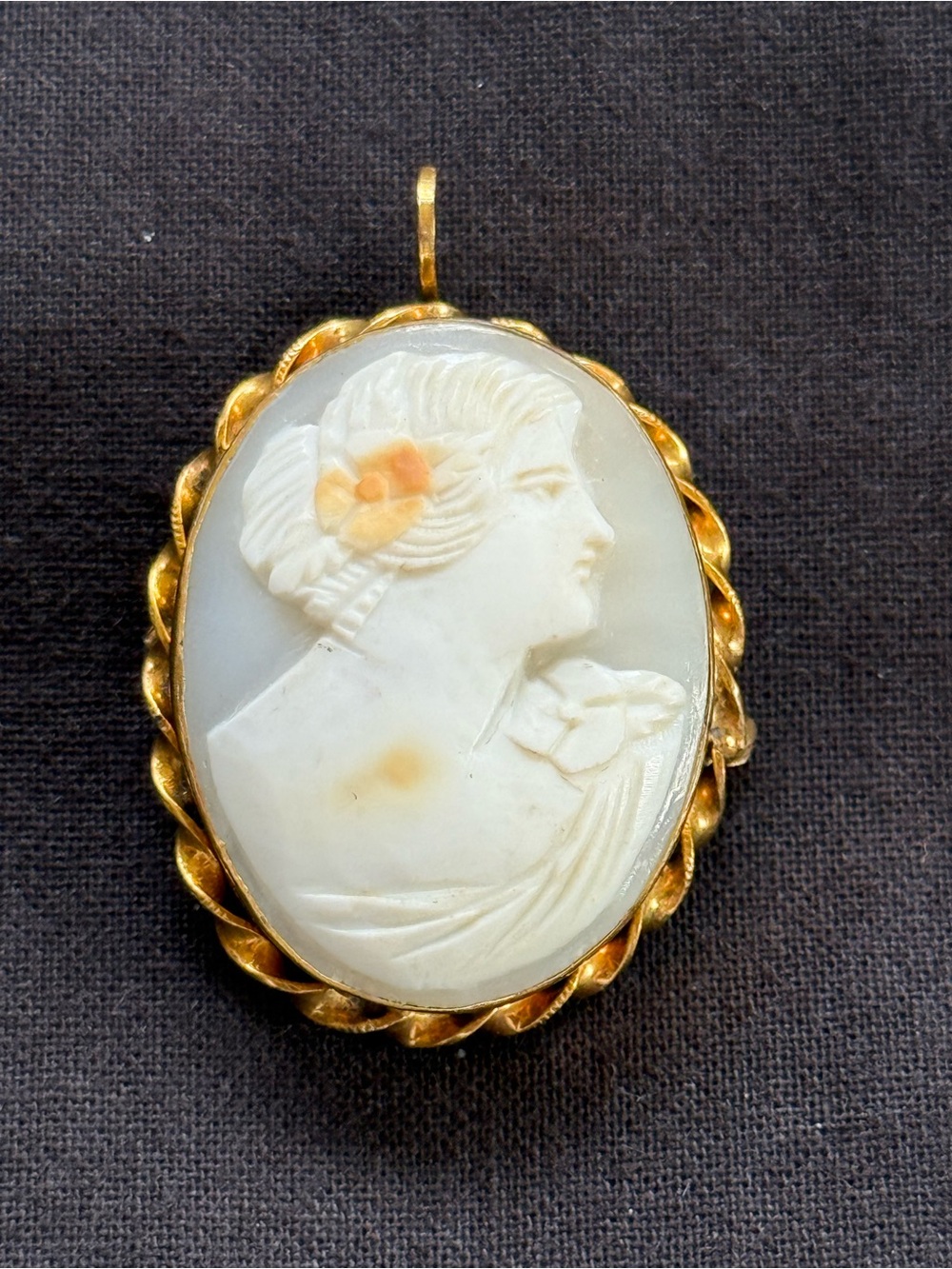 Vintage Carved Shell Cameo Pendant/Brooch 1/20 12K Gold
